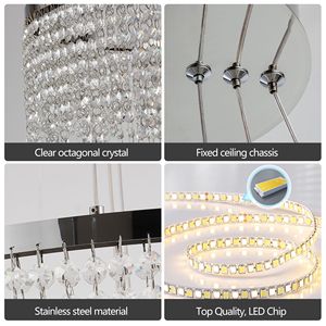 Lampadario a Soffitto LED di Lusso da 24 Pollici, Lampada a Sospensione in Cristallo con Temperatura di Colore Regolabile 3000K/4000K/6000K - Product Image 5