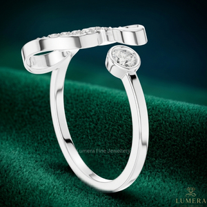 Luxury <b>Initial</b> Letter S <b>Ring</b> for Women 18K White Gold Plated Lab Grown Brilliant Cut Diamond Adjustable Open <b>Ring</b> IGI Certified - Product Image 4