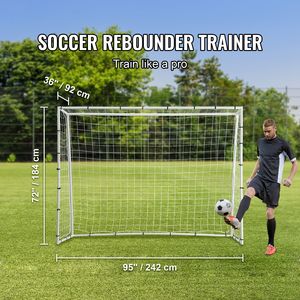 Rete da Rimbalzo per Calcio 8x6FT in Ferro, Allenatore di Rimbalzo per Giovani Sportivi, Muro Rimbalzante con Rete a Doppia Faccia - Product Image 2