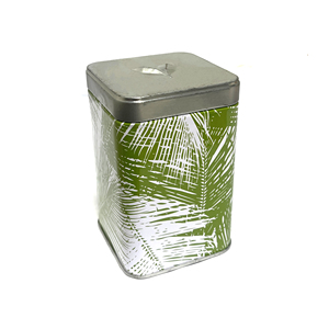 Caja de Almacenamiento de Hojalata con Diseño de Hoja de Palma Verde y Blanco, Contenedor Metálico Reciclable para Regalos y Manualidades - Product Image 6