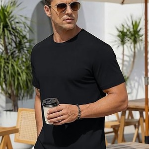 <b>Men's</b> Black Short Sleeve O-Neck Loose Fit Customized <b>Animal</b> Print Casual Breathable Jersey Knit 320g Front Logo T-Shirt - Product Image 4