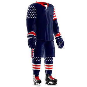 Uniforme de hockey sur glace de qualité supérieure fabriqué au Pakistan, unisexe, couleur personnalisée, 100% polyester, séchage rapide, respirant, maillots et shorts confortables - Product Image 2