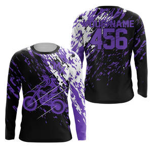 Chemise de course de motocross pour homme à manches longues, personnalisable, imprimée numériquement, respirante, à séchage rapide, en spandex/polyester - Maillot grande taille - Product Image 2