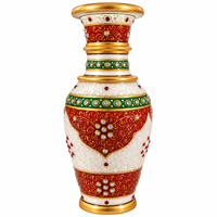 Vase en marbre traditionnel très vendu pour table de cimetière, rouge, or, vert, décoratif, fait main, design rond brillant pour Noël