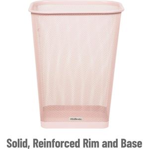 Cestino per rifiuti in rete rosa, quadrato, per ufficio, casa, capacità 5 galloni, set da 2 in rete metallica - Product Image 3