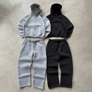 Custom Streetwear Heavyweight Cotton <b>Jogger</b> Manufacturer Fleece <b>stacked</b> Flared Track Sweatpants Men - Product Image 3