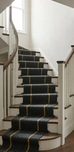 Tapis de couloir Kilim rayé fait main en laine et jute noir anthracite, style moderne, entrée, bohème, ferme - Product Image 5