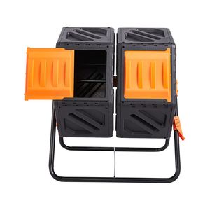 Composter a Doppia Camera da 37 Galloni con Aeratore ad Alto Volume, 2 Porte Scorrevoli in Acciaio e Contenitore per Compost Senza BPA - Product Image 4
