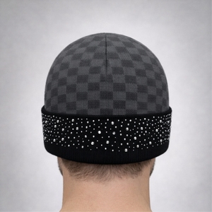 Gorro de Punto con Diseño de Puntos para Hombre, 100% Acrílico, Cálido para Invierno, Casual, Talla Adulto 56-58CM, Uso Diario - Product Image 4