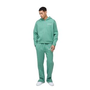 Ensemble de survêtement vert personnalisé pour homme, sweat à capuche et pantalon de jogging, tenue de sport décontractée deux pièces, style streetwear - Product Image 5