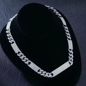New Fully <b>Iced</b> Moissanite Diamond Choker Set Tennis Tester Checked Silver Link <b>Chain</b> Yellow Gold IGI Direct Indian - Product Image 3