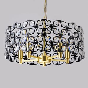 Lampadario Moderno a 5 Luci per Sala da Pranzo, Soggiorno e Cucina - Lampadario Geometrico in Cristallo Nero e Oro da 19 Pollici - Product Image 6
