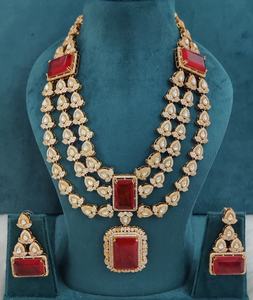 Conjunto de joyería Rani Haar de latón y moissanita de primera calidad con doblet de piedra pulida en oro, perfecto para bodas y fiestas, conjunto de lujo. - Product Image 2