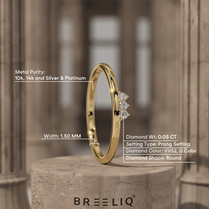 14K Gold Three Stone Lab Grown Diamond Ring Minimalist Dainty <b>Wedding</b> Band Elegant Stackable Ring for Women - Product Image 3