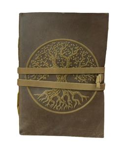 Cuaderno de tapa blanda hecho a mano con diseño redondo del Árbol de la Vida en relieve sobre cuero genuino, cuaderno de diseños antiguos y cuaderno de bocetos. - Product Image 1