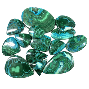 Vente en gros de cabochon en quartz naturel bleu de qualité AAA certifié IGI forme et taille mélangées pour la fabrication de bijoux-Chrysocolla - Product Image 1
