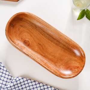 Plateaux décoratifs en bois gravé pour salades de fruits, snacks ou fruits secs, thé, café – Plateaux de service en bois finis - Product Image 2