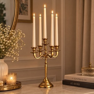 Tapered Beeswax <b>Candle</b> Set with Silver <b>Taper</b> Holders for Home Decoration - Product Image 6
