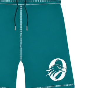 Pantalones Cortos de Rugby Color Verde Azulado Oscuro y Blanco, Cintura Elástica con Cordón, Ribete en Contraste, Personalizables, Transpirables, para Entrenamiento Deportivo en Equipo - Product Image 4