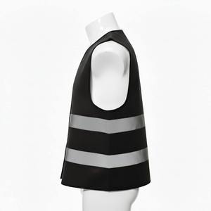 Chaleco de Seguridad Reflectante de Alta Visibilidad Unisex, con Detección de Agujas, Impresión por Transferencia de Calor, Malla de Poliéster Transpirable, Ropa de Trabajo Negra - Product Image 5