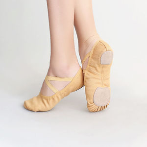 Chaussons de ballet en cuir véritable souple pour filles avec couleur et taille personnalisées, tige extensible, cuir antidérapant - Product Image 3