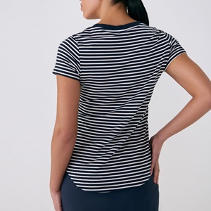 Camiseta de punto de algodón transpirable y ecológica para mujer, de manga corta, cuello en V, hombros descubiertos, corte regular, ideal para verano. - Product Image 6