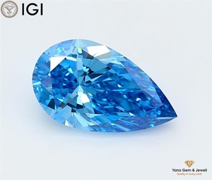 Diamant de laboratoire cultivé CVD de 2,50 carats, taille poire, couleur bleu vif fantaisie, clarté VS2, certifié IGI, pour bague ou pendentif créatif - Product Image 1