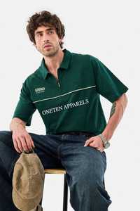 Camiseta de Golf de Manga Corta con Cierre para Hombre ONETEN APPARELS, Verde Sólido, Logotipo Bordado, Poliéster, Tejido de Punto, Secado Rápido, Informal - Product Image 5
