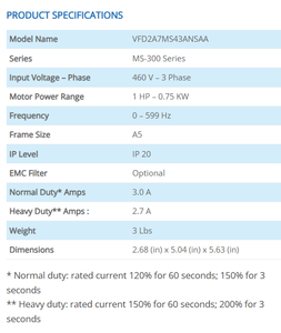อินเวอร์เตอร์ Delta MS300 VFD2A7MS43ANSAA แบบสามเฟส 380~480V 0.75KW ขนาดกะทัดรัด - Product Image 2