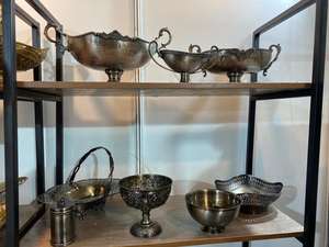 Corbeille à fruits ovale en métal argenté poli avec poignées, style vintage, passe au lave-vaisselle, centre de table pour mariage et décoration intérieure - Product Image 6