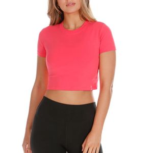 เสื้อยืดครอปผู้หญิงทรงเข้ารูป คอกลม แขนสั้น ผ้าสเตรช ระบายอากาศดี เหมาะสำหรับออกกำลังกาย โยคะ ฟิตเนส รับผลิตตามสั่งขายส่ง - Product Image 3