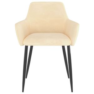 Ensemble de 4 chaises de salle à manger en velours crème, 100% polyester, métal standard - Product Image 3