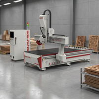 Router CNC Automático de 4 Ejes de Alta Resistencia con ATC, Husillo Giratorio de 180°, Mesa de Vacío, para Corte de Tableros de Melamina, MDF, Contrachapado y Puertas de Madera