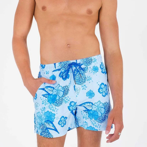 Shorts de bain personnalisés pour hommes – Tissu 100 % polyester écologique, taille élastique mi-haute, style urbain, avec impression par transfert thermique - Product Image 1