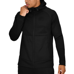 Men's Black Full <b>Zip</b> <b>Hooded</b> Jacket Sporty Quick Dry Sweatshirt With Side Pockets Regular Fit Autumn Wear - Product Image 1