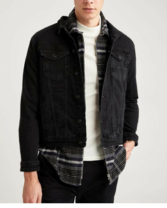 Vestes en jean pour hommes, style vintage, amples et surdimensionnées, imprimées numériquement et de couleur noire, service OEM - Product Image 1