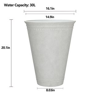 Macetero Alto Asti Blanco de 16.1FT de Diámetro x 20.1FT de Altura, 100% Resina Reciclada, Kit Grande de Cerámica y Fibra de Vidrio Esmaltada para Exteriores, Ideal para Hoteles - Product Image 2