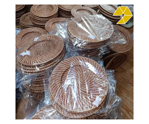 Plato de ratán rústico, color cobre cálido, tejido a mano, natural, para decoración de mesa, plato de ratán para decoración de bodas, venta al por mayor - Product Image 1