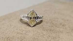 Anillo de Moissanita Amarilla Brillante de 3 Quilates con Corte en Forma de Cometa, Unisex, Plata 925 Original, Regalo Ideal para Amigos - Product Image 1