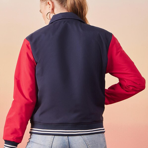 Blouson Bomber Personnalisé en Laine et Peau de Vache pour Femme, Style Hip-Hop, Broderie, Patchwork, Respirant et Imperméable - Product Image 5