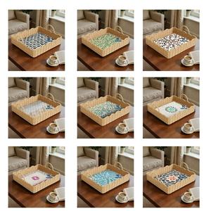 Bandeja de Ratán con Diseño de Lujo y Incrustaciones de Nácar, Adorno Decorativo para Comercios y Boutiques de Alta Gama, Bandeja con Incrustaciones de Perlas - Product Image 2