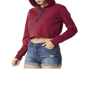 Haut à capuche de yoga personnalisé pour femmes, à manches longues, avec ourlet arrondi, style crop top, pour entraînement, pour fabricants - Product Image 1