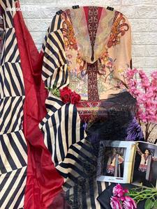 Nueva colección premium de algodón con estampados y parches bordados, salwar-kameez y dupatta semicosturados, ropa étnica. - Product Image 3