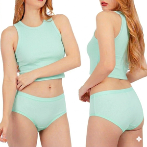 Braguitas de algodón transpirables de tiro medio para mujer, estilo hipster, suaves y cómodas, de color liso o estampado, para uso diario, al por mayor. - Product Image 1