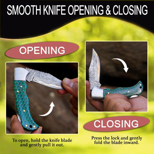 High Quality Copper Damascus Steel Hunting Pocket Knife Honeycomb Steel Bolster Handle Outdoor Camping Portable Folding Knives - Product Image 5