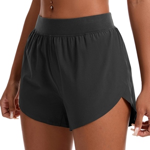 Shorts Deportivos de Yoga para Mujer, Cintura Alta Elástica, Color Sólido, con Abertura Lateral, Secado Rápido, Transpirables, para Gimnasio y Running - Product Image 3
