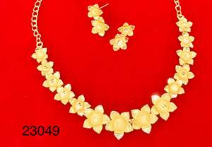 Latest MOLL JEWELLERS Trendy Indian 24K Gold Plated Zircon Floral Necklace Earrings Set for Women Engagement Wedding <b>Jewelry</b> - Product Image 3