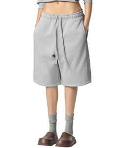 Shorts de survêtement décontractés unisexe en molleton de coton épais de qualité supérieure, avec broderie de logo personnalisée et impression en relief, vêtements OEM à livraison rapide - Product Image 1