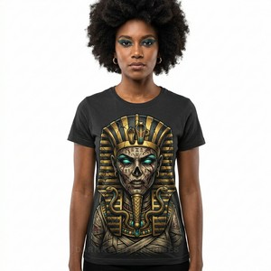 Camiseta Gráfica Personalizada de Egipto para Mujer, Estampado de Reina Momia, Estilo Historia Antigua, Camiseta de Algodón, Top de Moda Urbana, Venta al por Mayor - Product Image 1