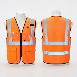 เสื้อกั๊กนิรภัยสะท้อนแสงสีส้ม 120 GSM โพลีเอสเตอร์ พร้อมแถบสะท้อนแสง หลายกระเป๋า สกรีนโลโก้ได้ รับรองมาตรฐาน CE - Product Image 6
